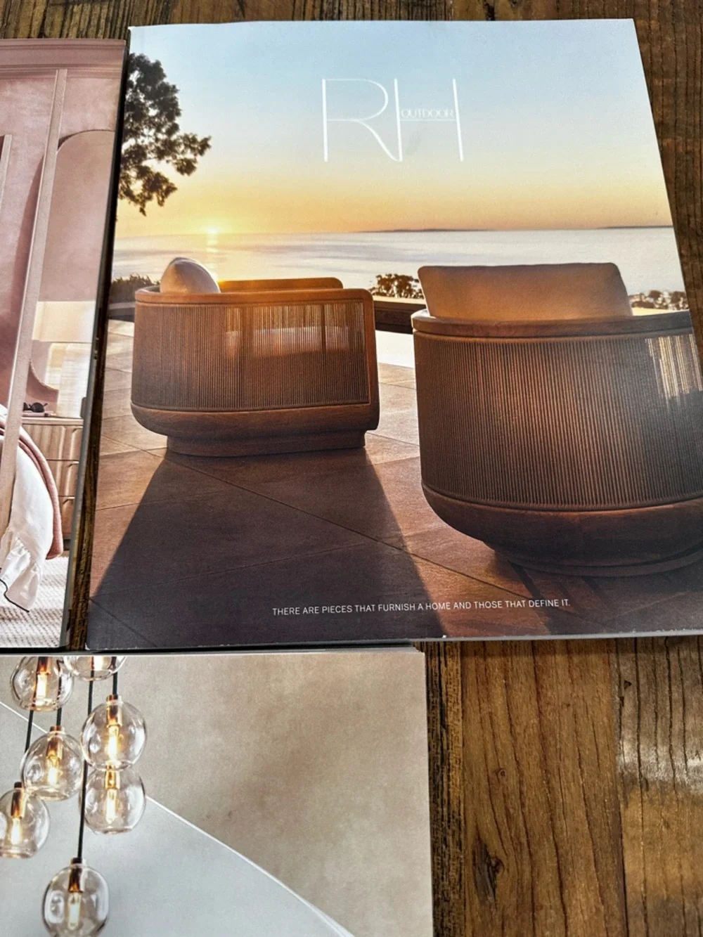Restoration Hardware Coffee Table magazine- Cream, Brown, Blue set of 3